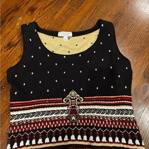 ST. JOHN SPORT by Marie Grey.   Black/red/golden knit blouse size M